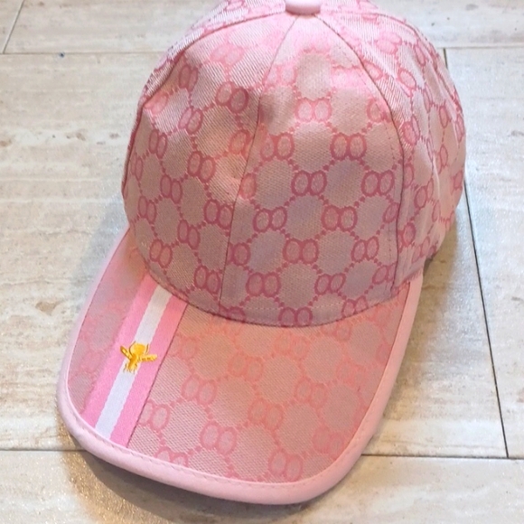 Accessories - Designer Inspired Fun Fashion Pink Bee Logo Adjustable Hat